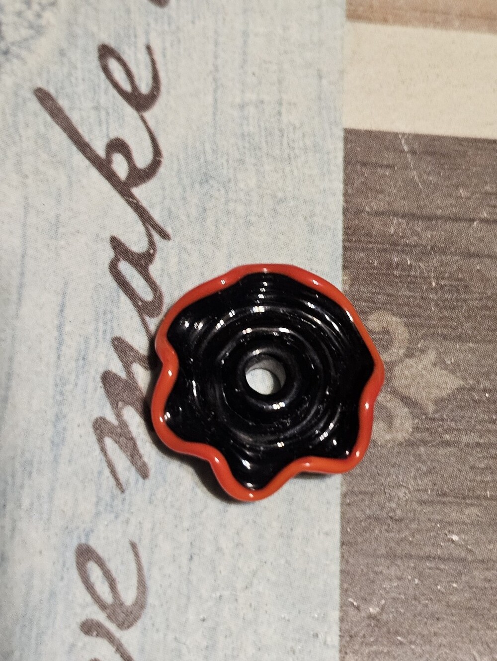 Red & Black Flower Bead Charm Pendant
